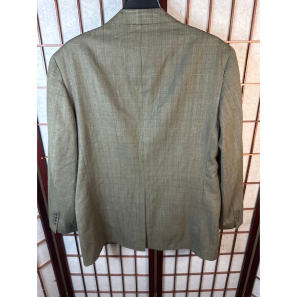 Kuppenheimer 100% wool blazer olive with faint burgundy lines, men’s 44R - Picture 8 of 8